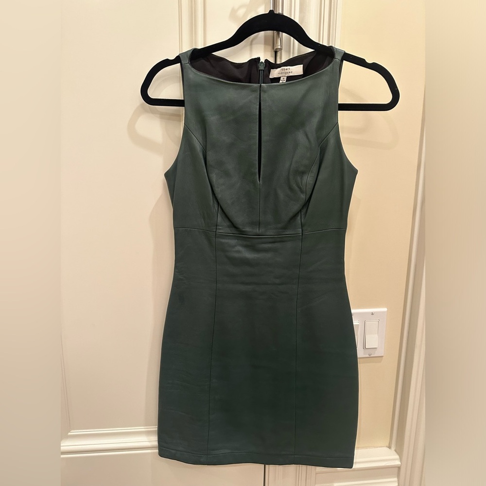 Robert Rodriquez green leather dress